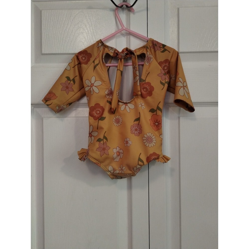 Dotdot smile by Nicole boho yellow long sleeve one piece swimsuit - Picture 4 of 4